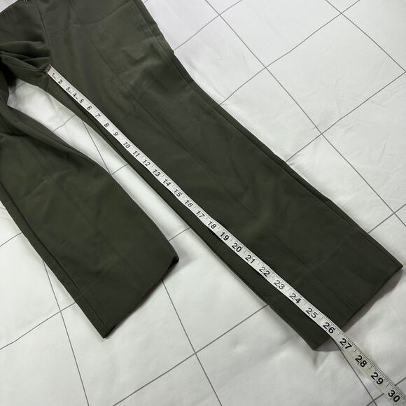 Vince Pants Womens Medium Green Front Seam Ponte Stretch Ankle Slit Side Zip - Picture 12 of 14